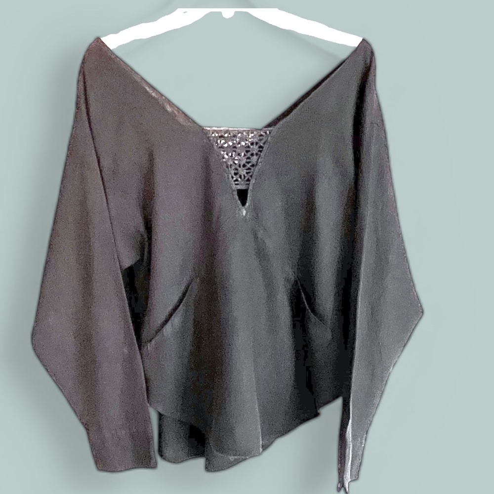 Free People Off the Shoulder Black Linen Blend Crop Top Size XS